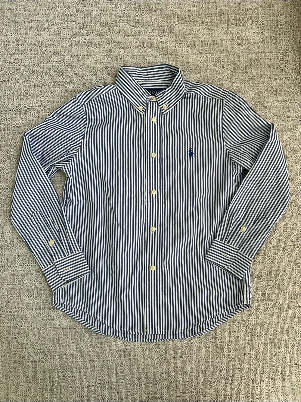 Polo Ralph Lauren Navy and White Striped Button-Down Dress Shirt - Boys 6
